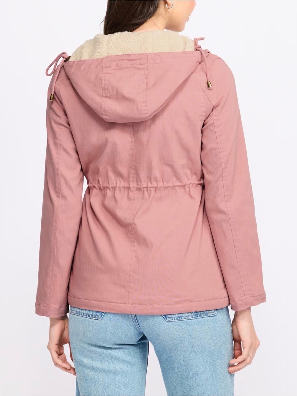 Poppy Dusty Rose Sherpa Lined Hooded Utility Jacket - Picture 4 of 5